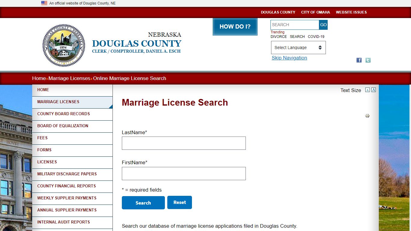 Marriage License Search | Douglas County Clerk