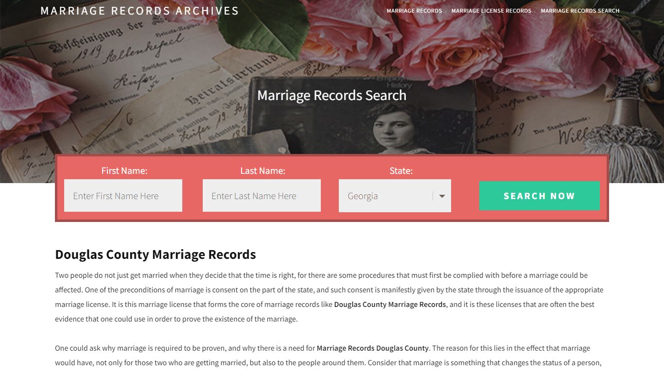 Douglas County Marriage Records | Enter Name and Search